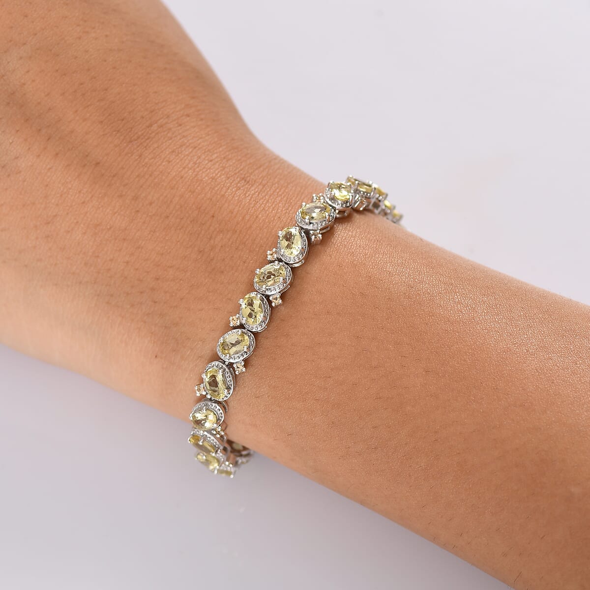 D'Joy Yellow Apatite and Yellow Sapphire 11.65 ctw Bracelet in Rhodium Over Sterling Silver (7.25 In) image number 1