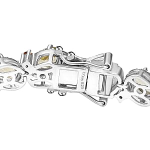 D'Joy Madagascar Yellow Apatite and Yellow Sapphire 11.65 ctw Floral Vine Bracelet in Rhodium Over Sterling Silver (7.25 In)