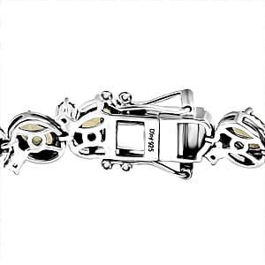 D'Joy Madagascar Yellow Apatite and Yellow Sapphire 12.60 ctw Floral Vine Bracelet in Rhodium Over Sterling Silver (8.00 In)