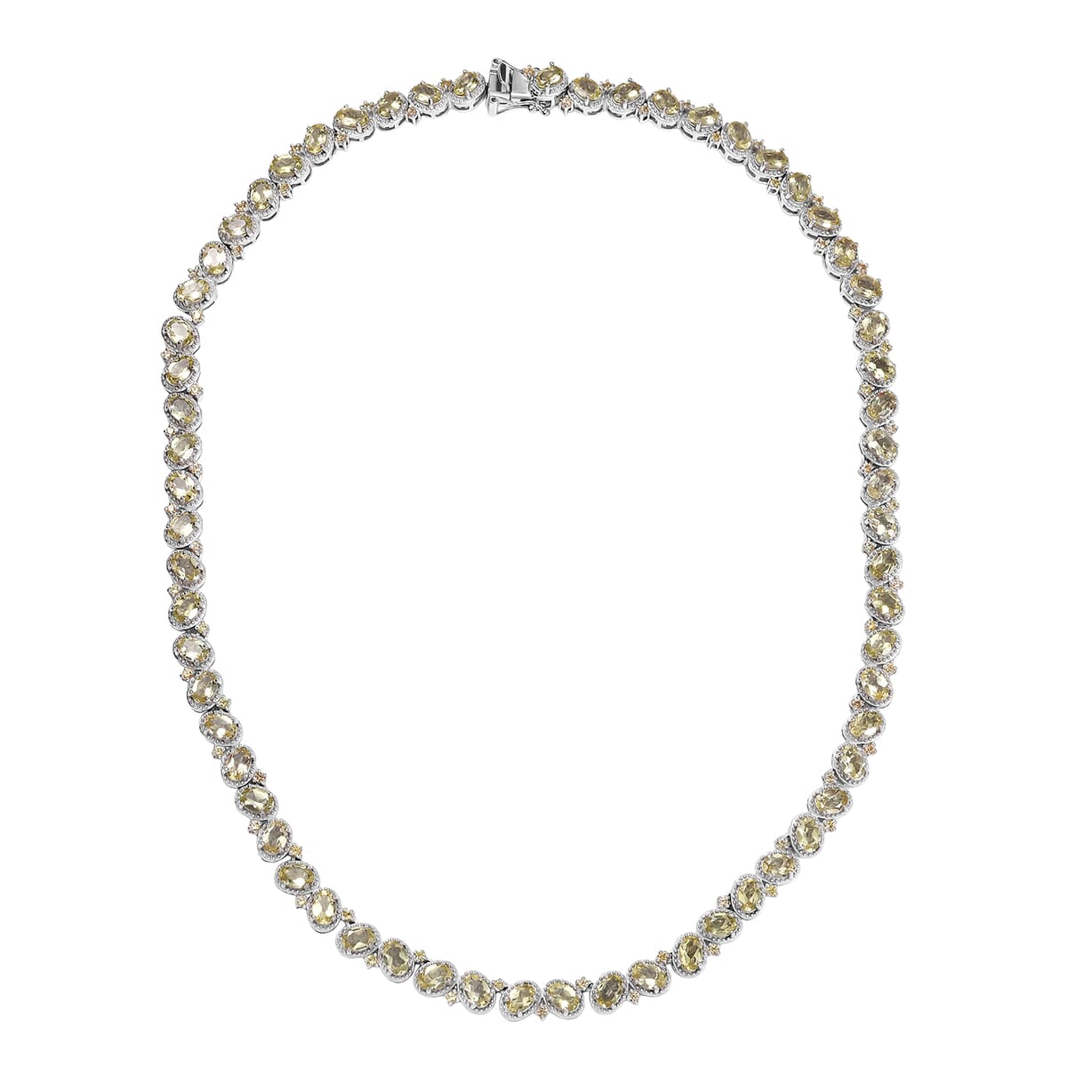 D'Joy Madagascar Yellow Apatite and Yellow Sapphire 31.30 ctw Floral Vine Necklace 18 Inches in Rhodium Over Sterling Silver image number 3