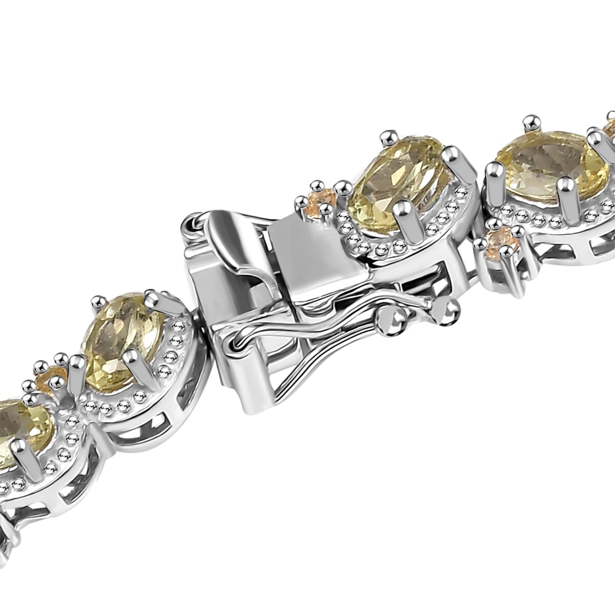 D'Joy Madagascar Yellow Apatite and Yellow Sapphire 31.30 ctw Floral Vine Necklace 18 Inches in Rhodium Over Sterling Silver image number 4