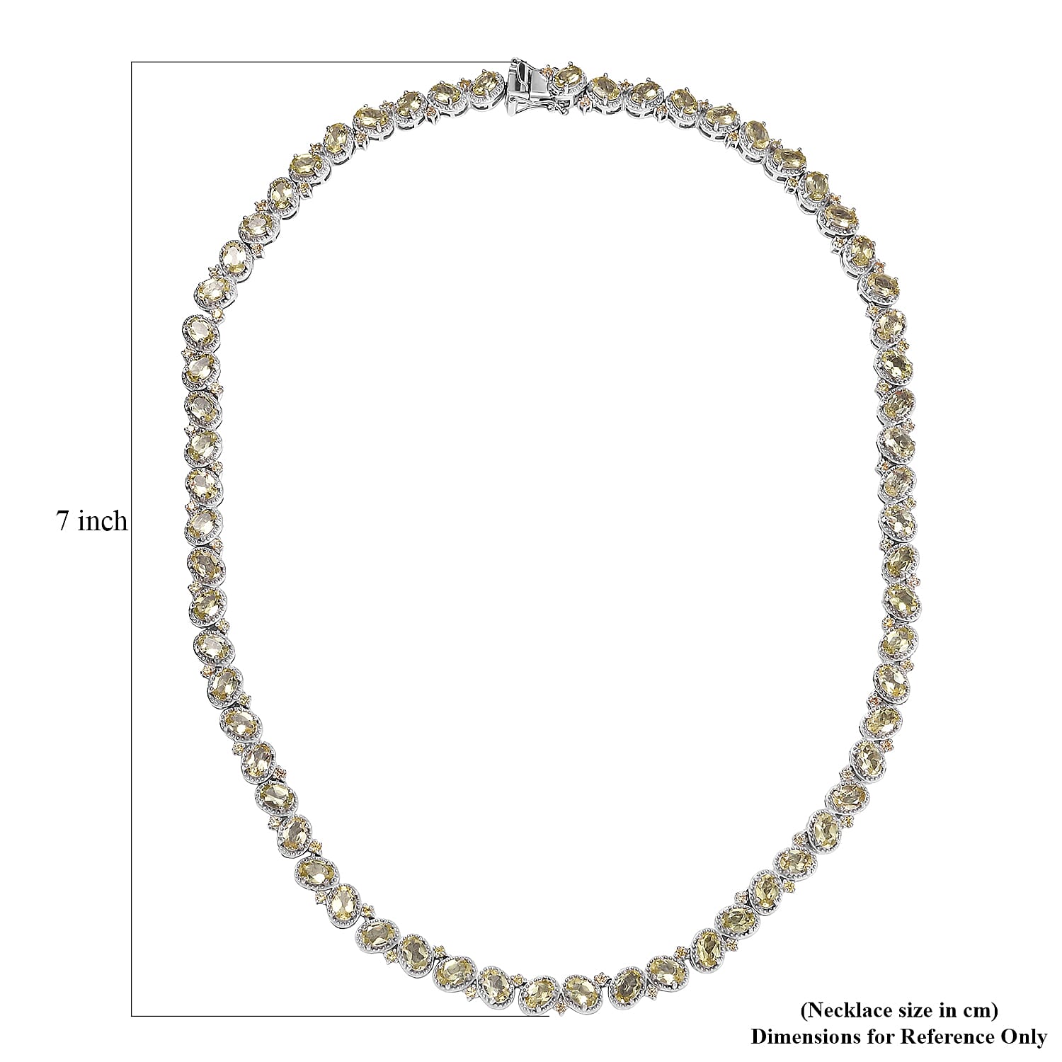 D'Joy Madagascar Yellow Apatite and Yellow Sapphire 31.30 ctw Floral Vine Necklace 18 Inches in Rhodium Over Sterling Silver