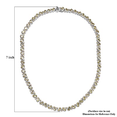 D'Joy Madagascar Yellow Apatite and Yellow Sapphire 31.30 ctw Floral Vine Necklace 18 Inches in Rhodium Over Sterling Silver