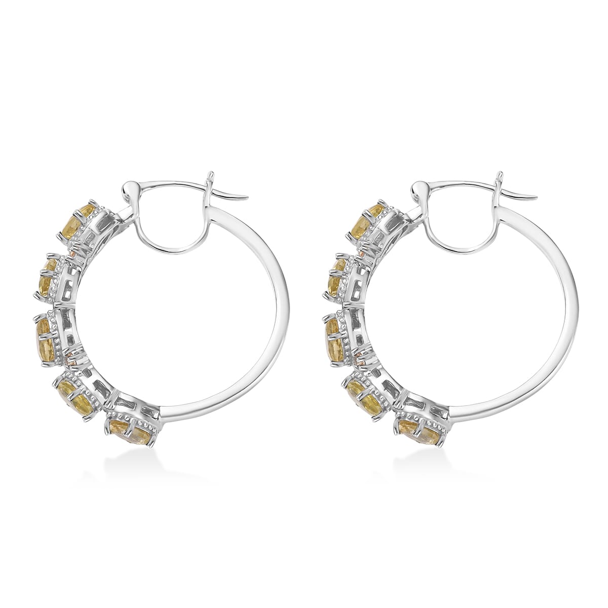 D'Joy Madagascar Yellow Apatite and Yellow Sapphire 4.60 ctw Floral Vine Earrings in Rhodium Over Sterling Silver image number 3