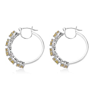 D'Joy Madagascar Yellow Apatite and Yellow Sapphire 4.60 ctw Floral Vine Earrings in Rhodium Over Sterling Silver