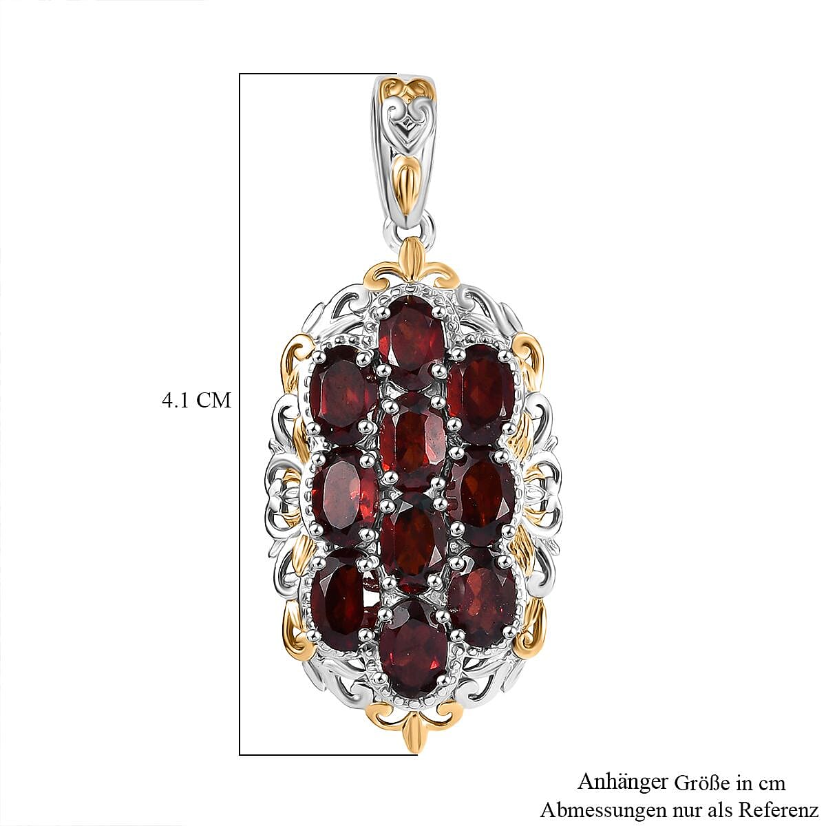 Garnet 4.50 ctw Pendant in Silvertone
