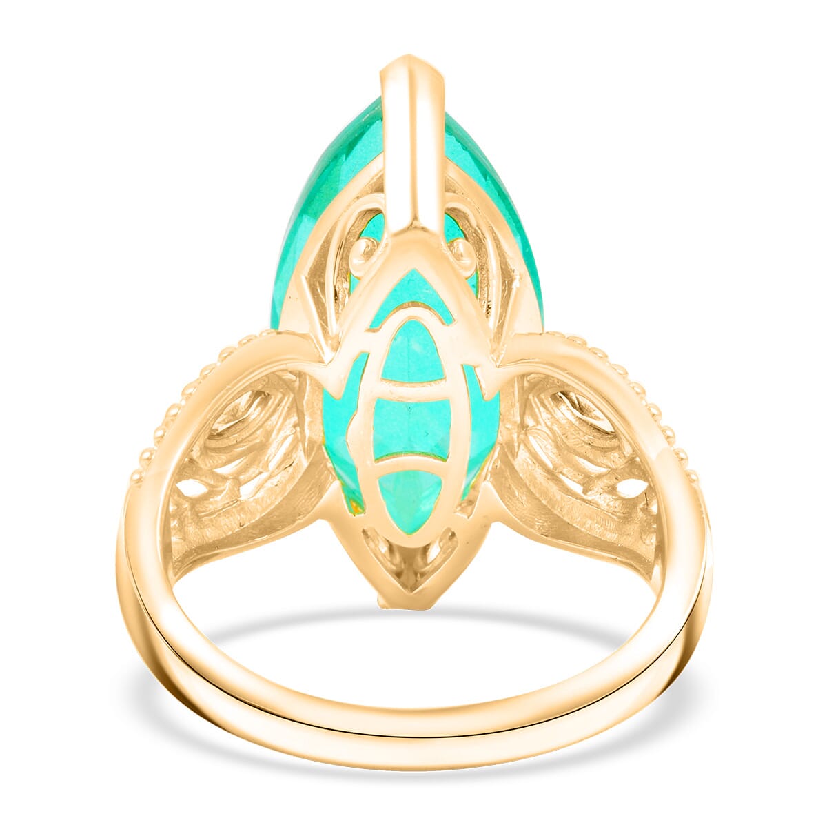 EverTrue Peacock Quartz (Triplet) and Peridot 8.50 ctw Peacock Feather Ring 18K YG Plated (Size 7.0) image number 4