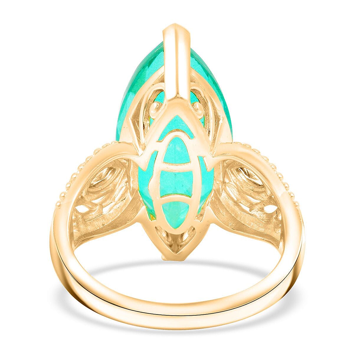 EverTrue Peacock Quartz (Triplet) and Peridot 8.50 ctw Peacock Feather Ring 18K YG Plated (Size 8.0) image number 4