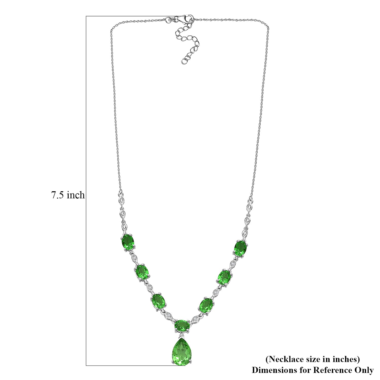 EverTrue Chartreuse Quartz (Triplet) and White Zircon 15.70 ctw Drop Necklace 18-20 Inches in Platinum Bond