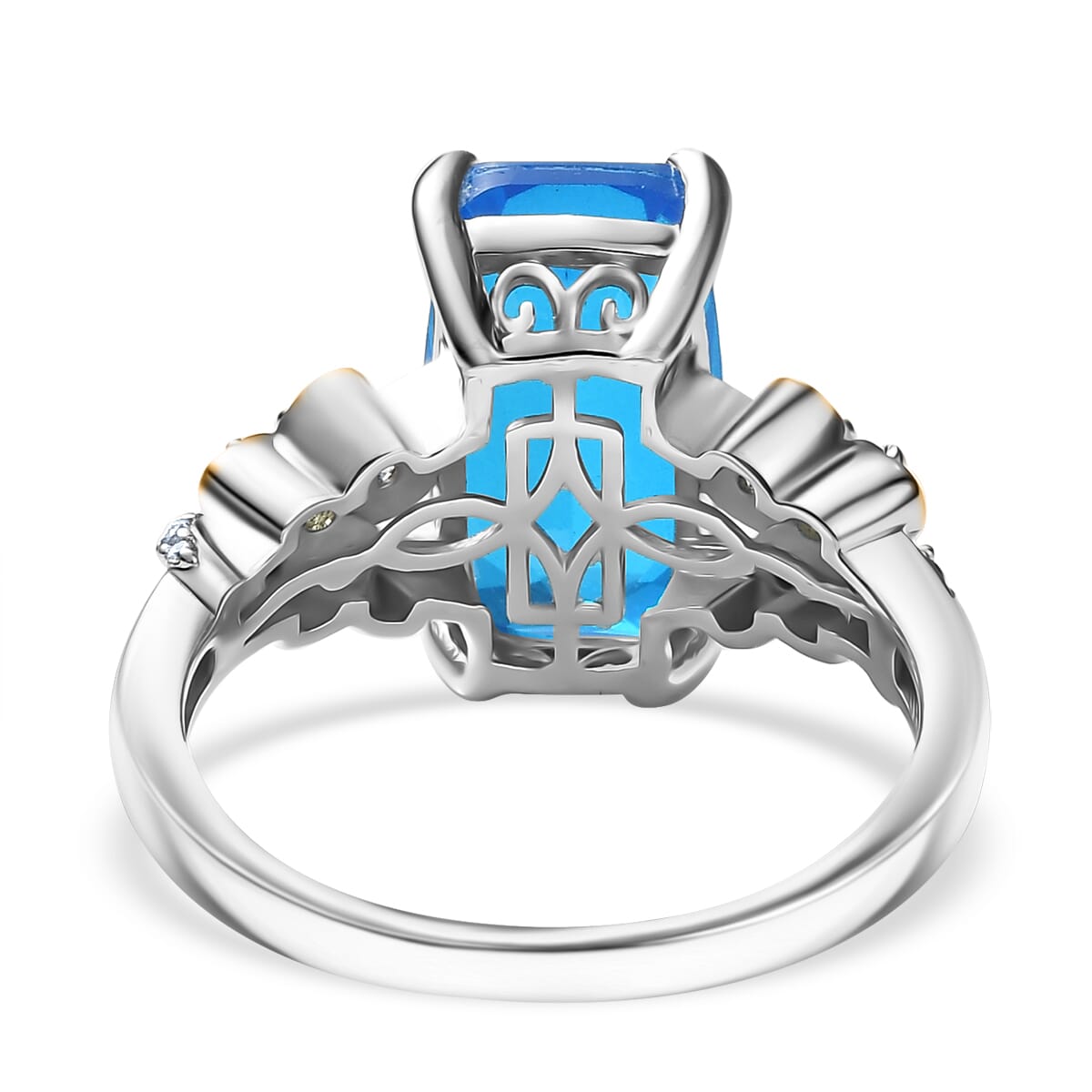 Ever True Caribbean Quartz, Multi Gemstone Ring in 18K YG Plated and Platinum Bond (Size 10.0) 5.70 ctw image number 4