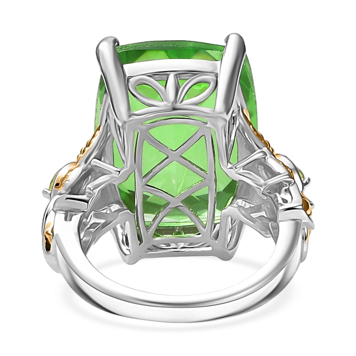 Ever True Chartreuse Quartz (Triplet) and Peridot 21.40 ctw Butterfly Ring in 18K YG Plated and Platinum Bond (Size 10.0) image number 4