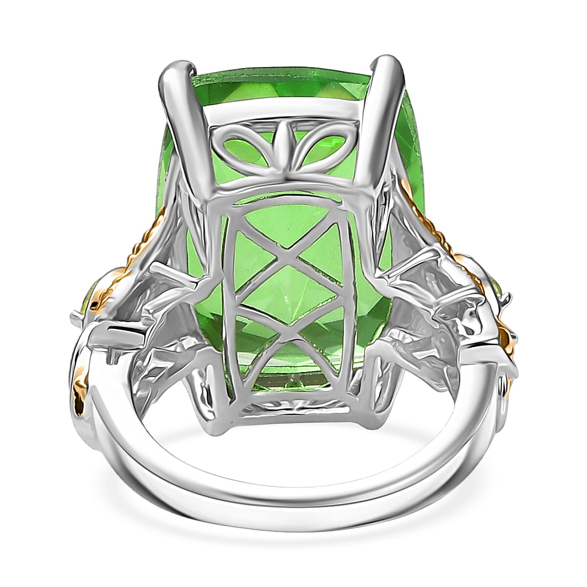 EverTrue Chartreuse Quartz (Triplet) and Peridot 21.40 ctw Butterfly Ring in 18K YG Plated and Platinum Bond (Size 9.0) image number 4