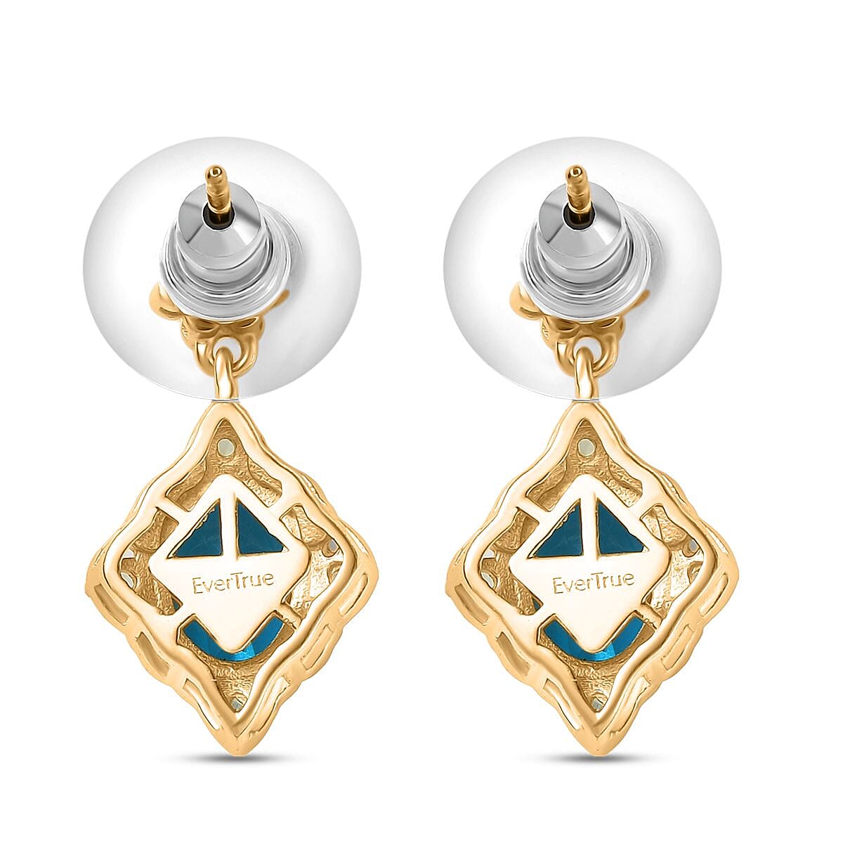 EverTrue Caribbean Quartz (Triplet) and Peridot 4.40 ctw Floral Earrings in 18K YG Plated