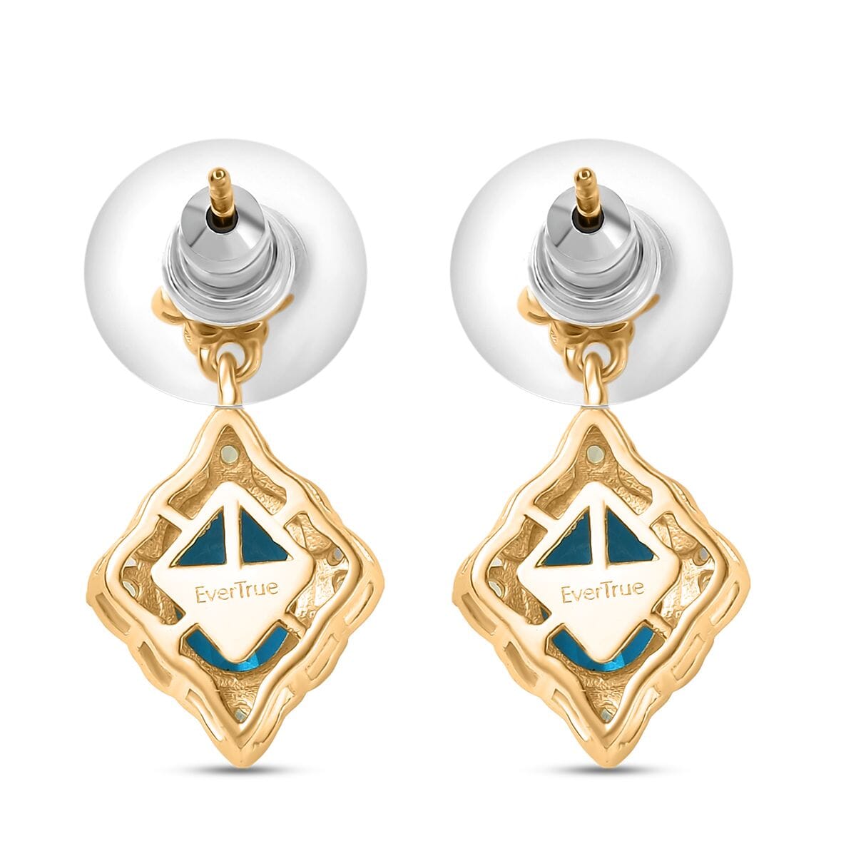 EverTrue Caribbean Quartz (Triplet) and Peridot 4.40 ctw Floral Earrings in 18K YG Plated image number 4