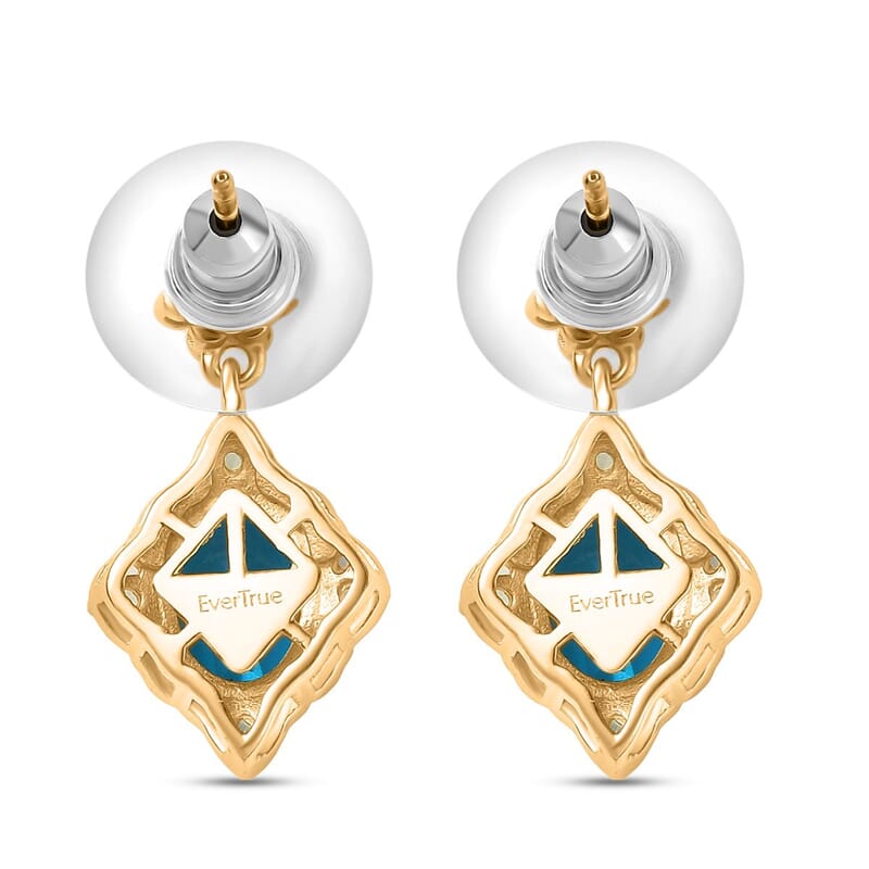 EverTrue Caribbean Quartz (Triplet) and Peridot 4.40 ctw Floral Earrings in 18K YG Plated