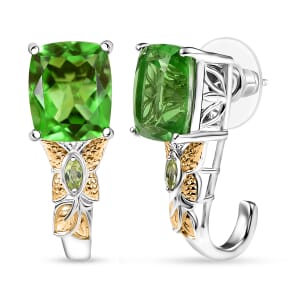 Ever True Chartreuse Quartz (Triplet) and Peridot 12.00 ctw Butterfly Earrings in 18K YG Plated and Platinum Bond