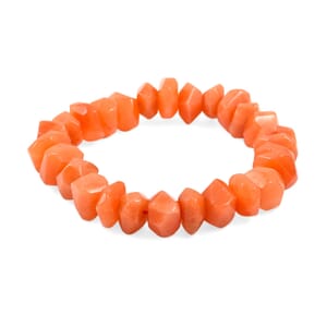 Faceted Freeform Red Aventurine 176.10 ctw Stretch Bracelet (6-7In)