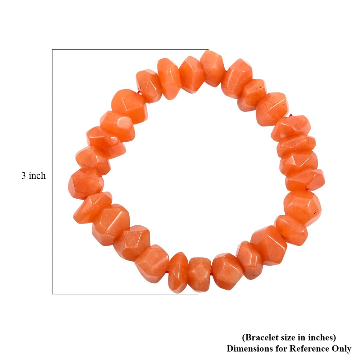 Faceted Freeform Red Aventurine 176.10 ctw Stretch Bracelet (6-7In) image number 3