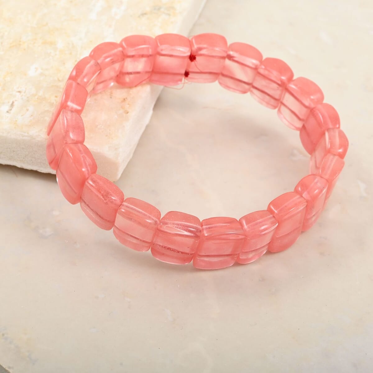 Cherry Quartz 103.50 ctw Mini Section Stretch Bracelet image number 1