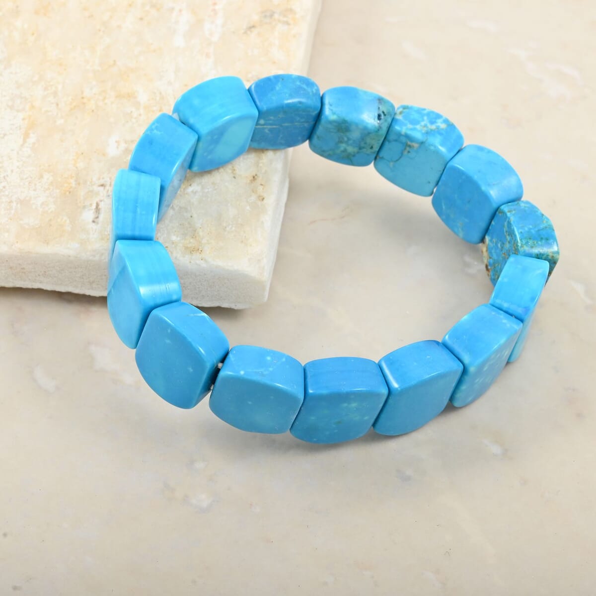 Puffy Dome Blue Howlite 192.45 ctw Stretch Bracelet image number 1