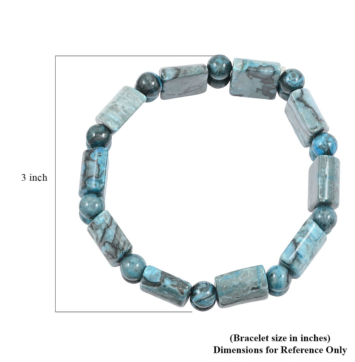 Blue Quartz 163.00 ctw Block and Beaded Stretch Bracelet image number 3
