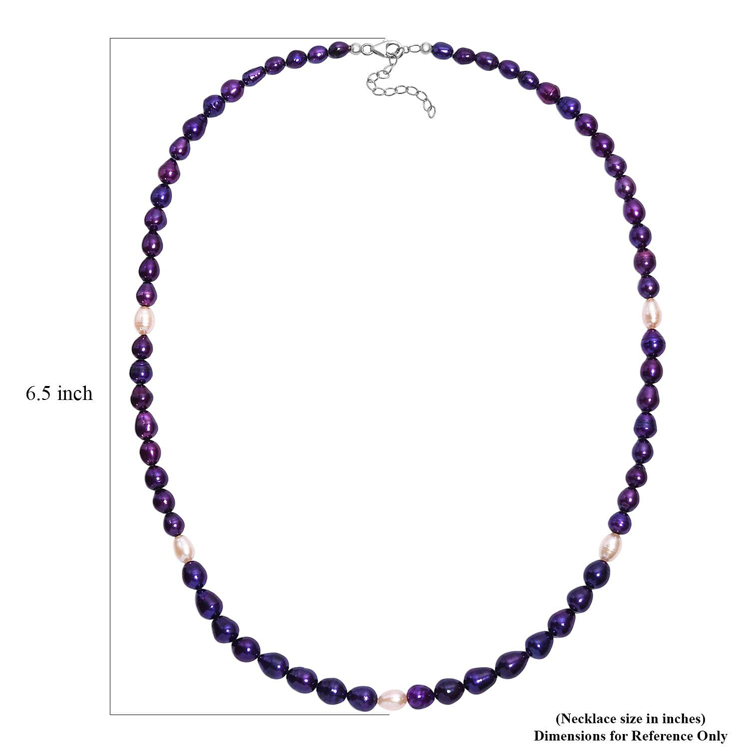 Purple Pearl (D) and Freshwater Pearl Necklace in Rhodium Over Sterling Silver 20 Inches