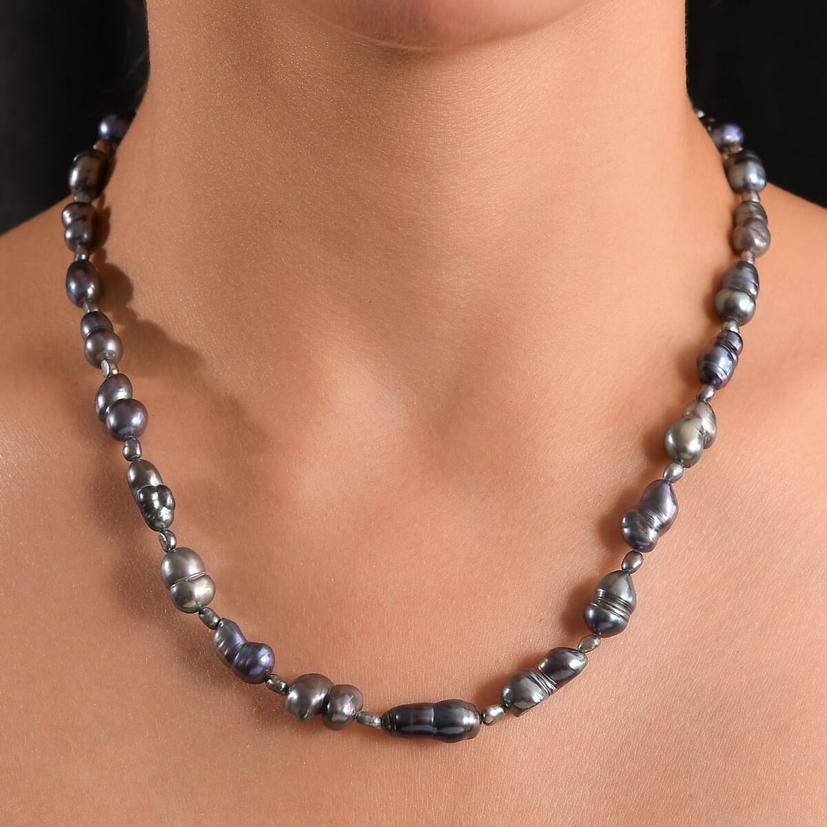 Peacock Pearl (D) Necklace in Stainless Steel 18 Inches image number 2