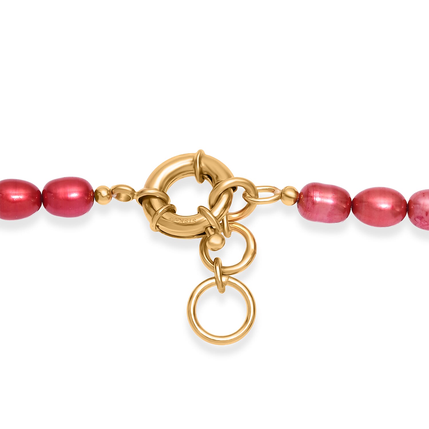 Carnelian 150.00 ctw and Pink Freshwater Pearl (D) Necklace in Stainless Steel 24 Inches