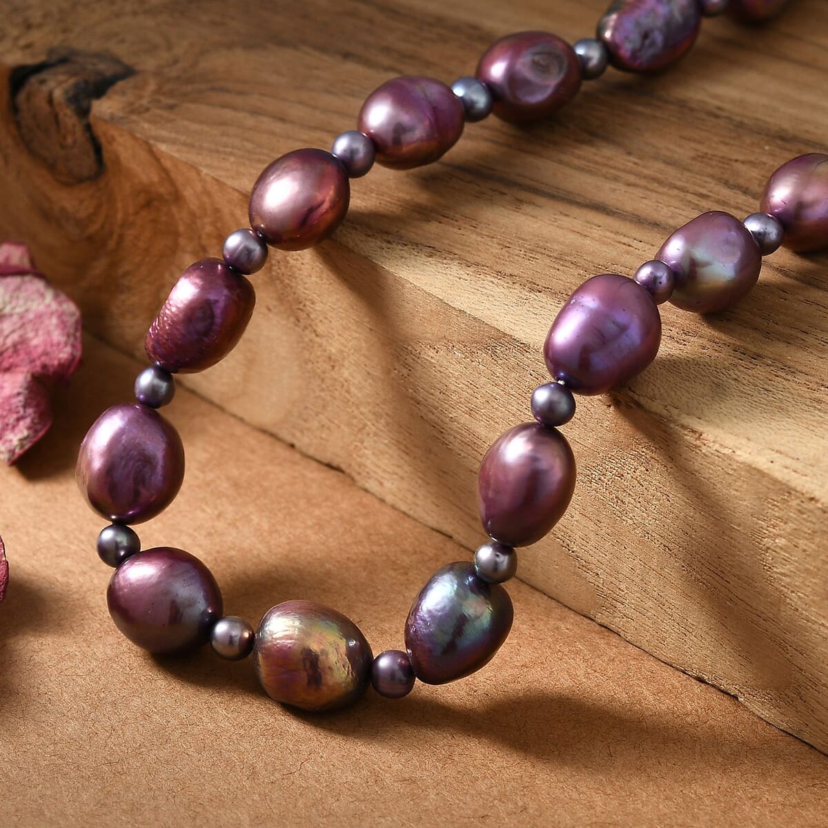 Multi Color Pearl (D) Necklace in Rhodium Over Sterling Silver 20 Inches image number 1