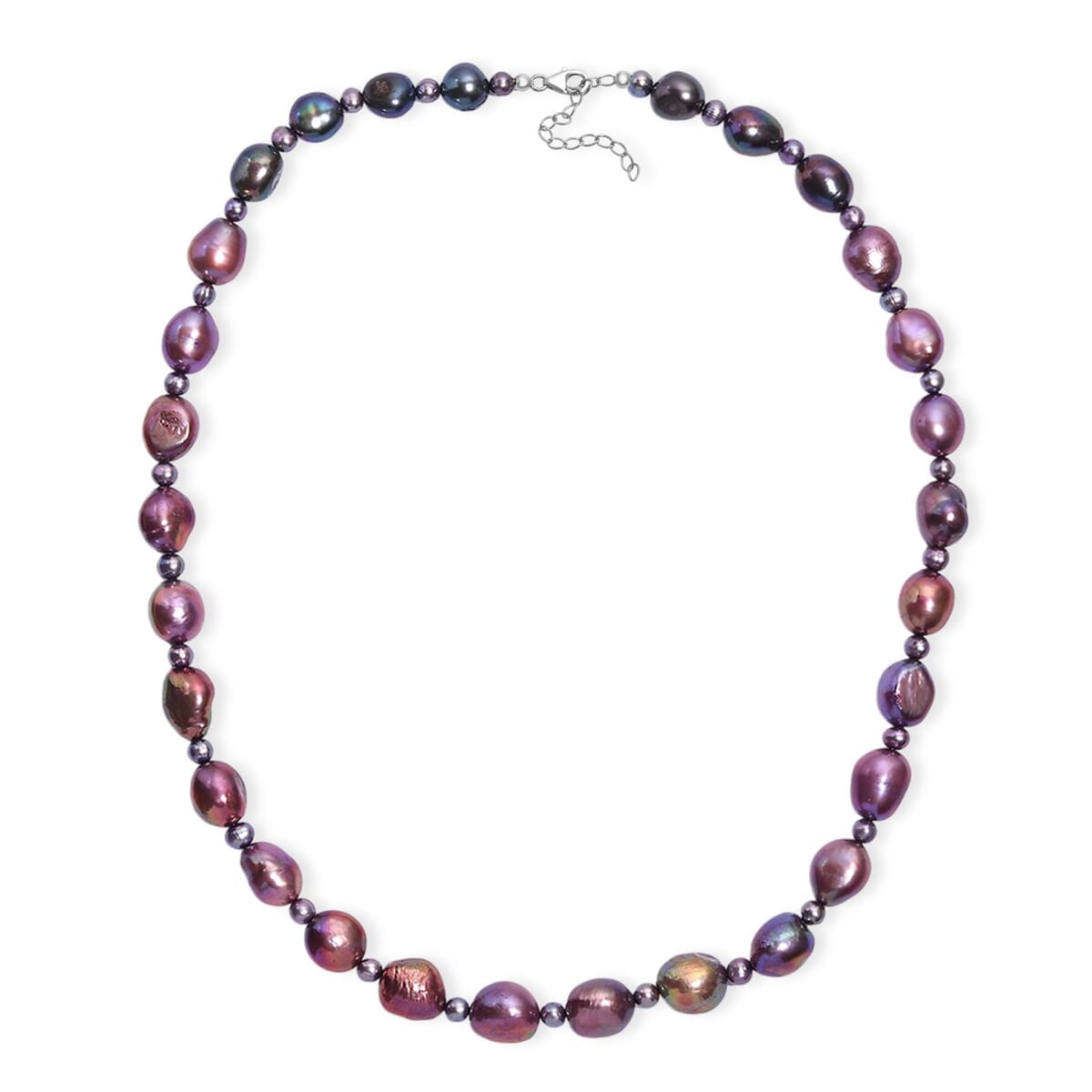 Multi Color Pearl (D) Necklace in Rhodium Over Sterling Silver 20 Inches image number 3