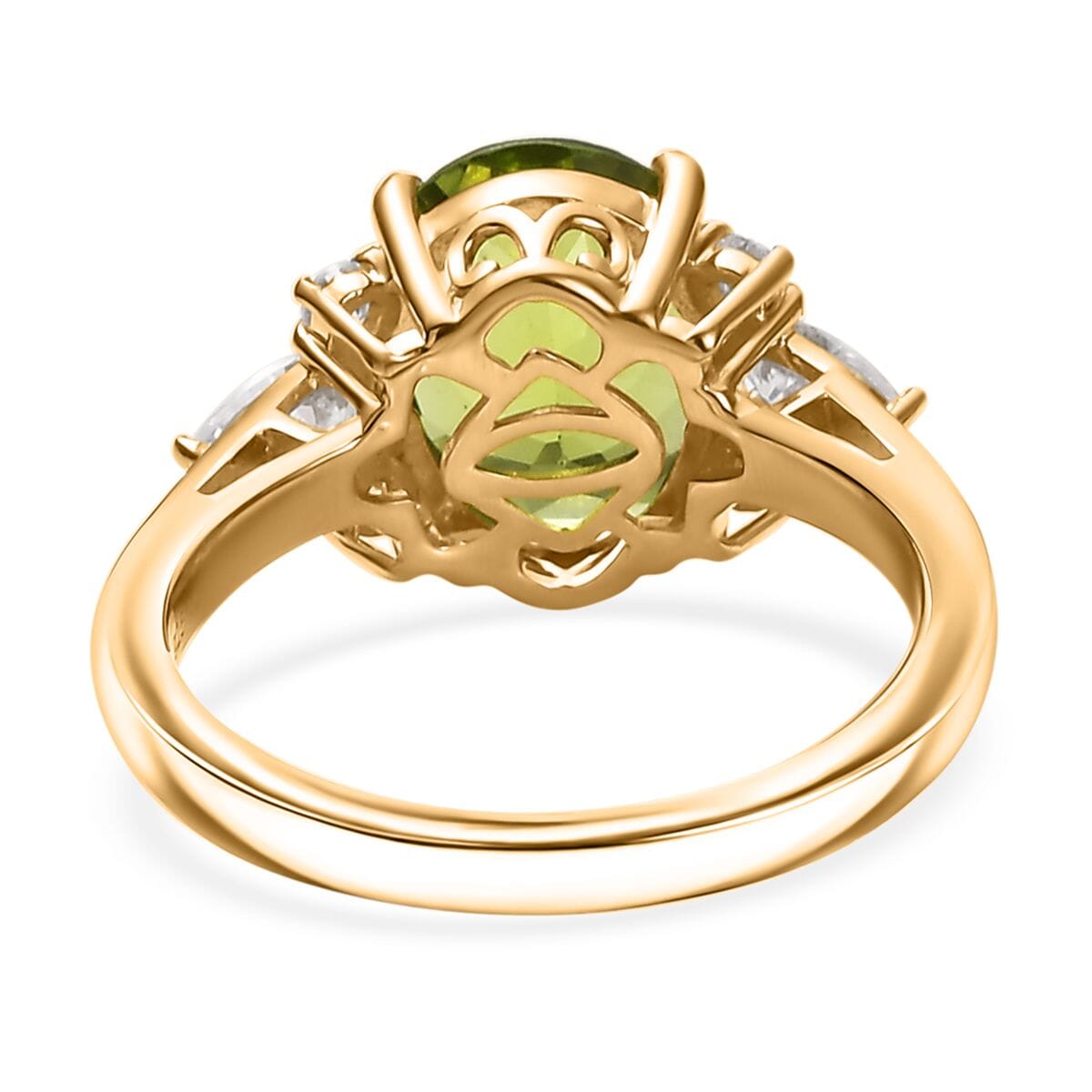 D'Joy Peridot and Moissanite 4.25 ctw Ring in 18K Vermeil Yellow Gold Over Sterling Silver (Size 8.0)  image number 4