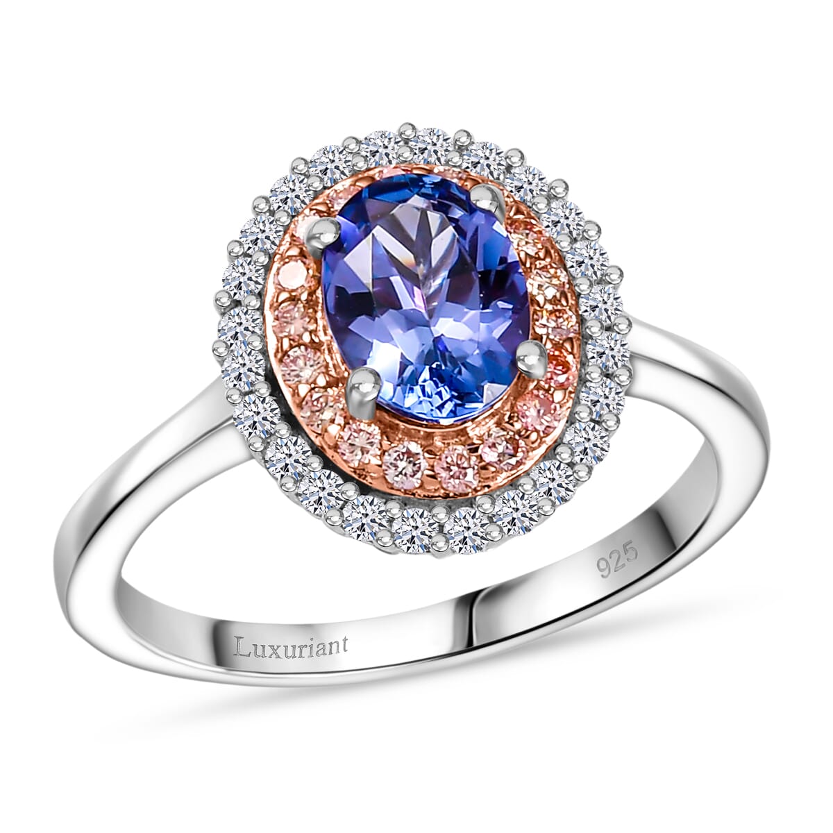 Premium Tanzanite, Luxuriant Lab Grown Pink Diamond (IR) and Lab Grown Diamond 1.45 ctw Twilight Reverie Ring in Rhodium Over Sterling Silver (Size 10.0) image number 0