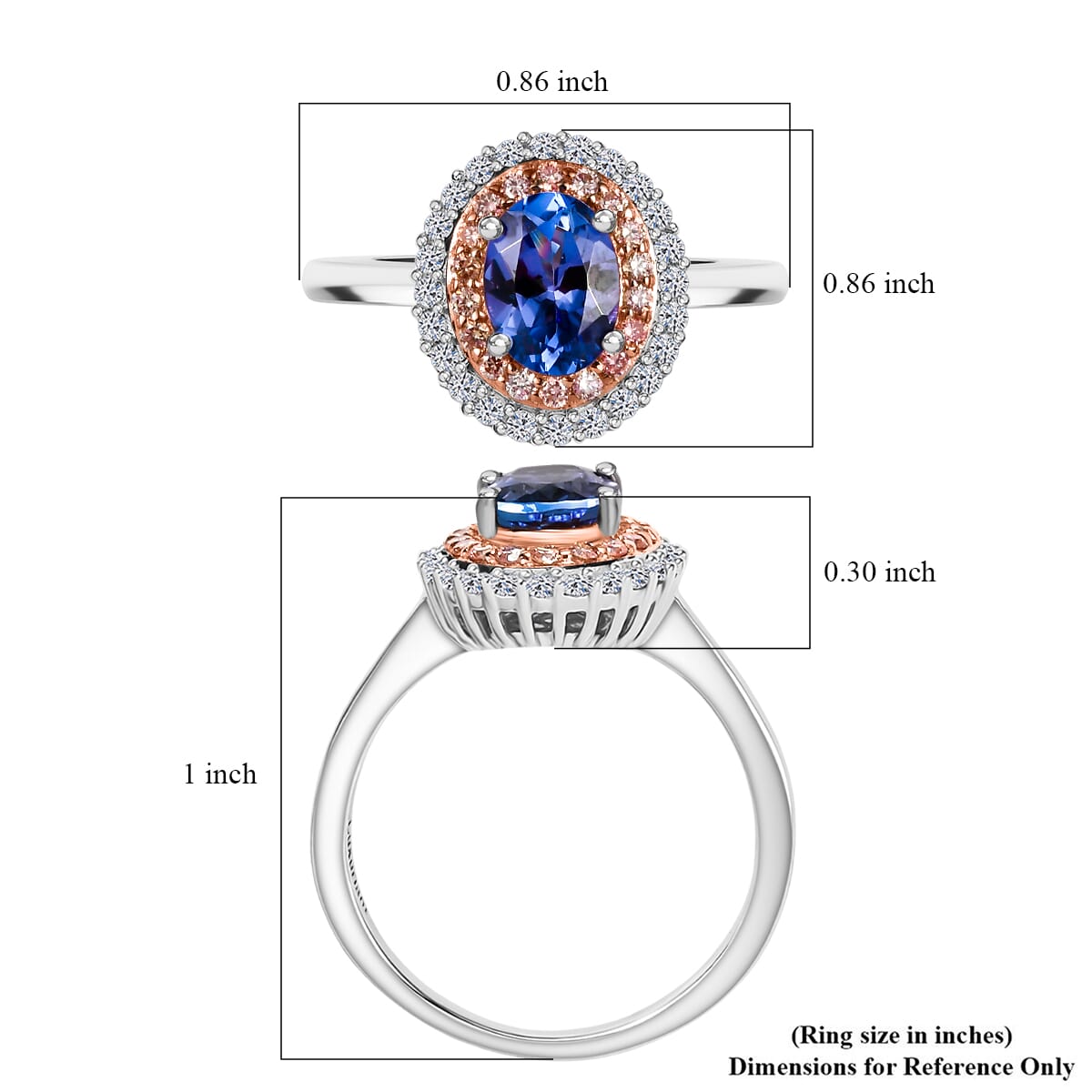 Premium Tanzanite, Luxuriant Lab Grown Pink Diamond (IR) and Lab Grown Diamond 1.45 ctw Twilight Reverie Ring in Rhodium Over Sterling Silver (Size 10.0) image number 5