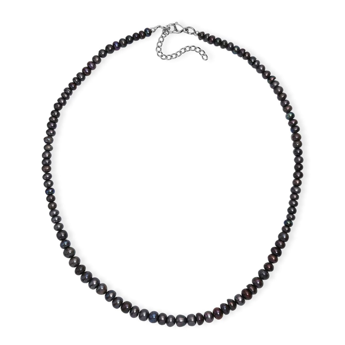 Grey Pearl (D) Necklace in Stainless Steel 18 Inches image number 3