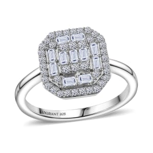 Luxuriant Lab Grown Diamond 0.50 ctw Art Deco Ring in Rhodium Over Sterling Silver (Size 10.0) 