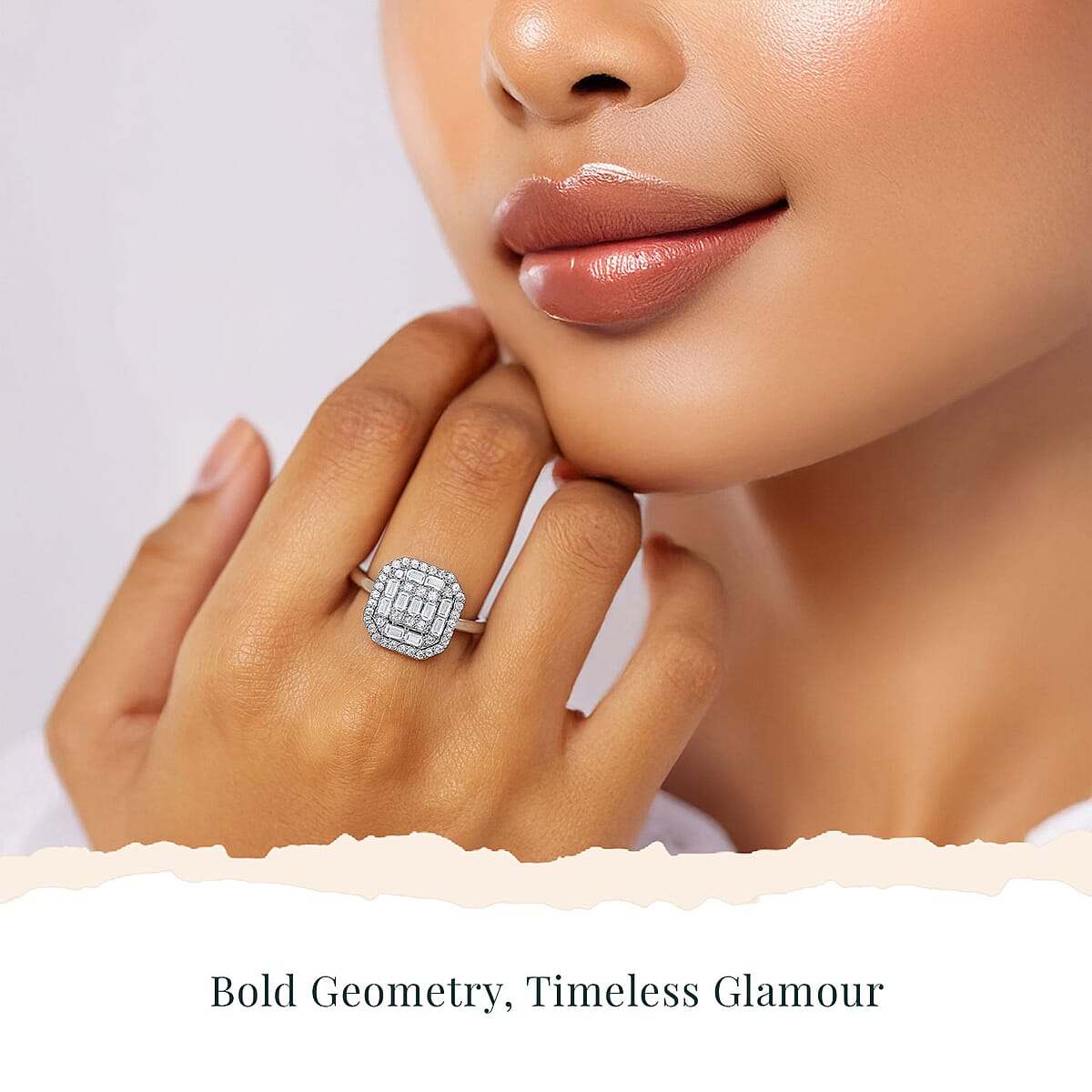 Luxuriant Lab Grown Diamond 0.50 ctw Art Deco Ring in Rhodium Over Sterling Silver (Size 5.0)  image number 1