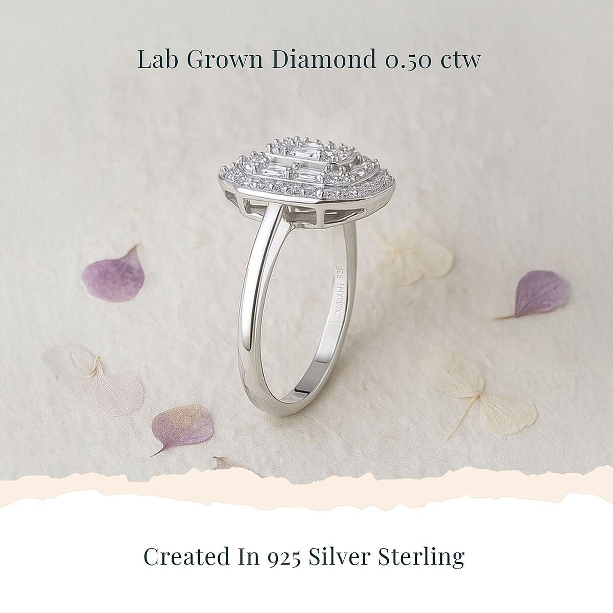 Luxuriant Lab Grown Diamond 0.50 ctw Art Deco Ring in Rhodium Over Sterling Silver (Size 5.0)  image number 2