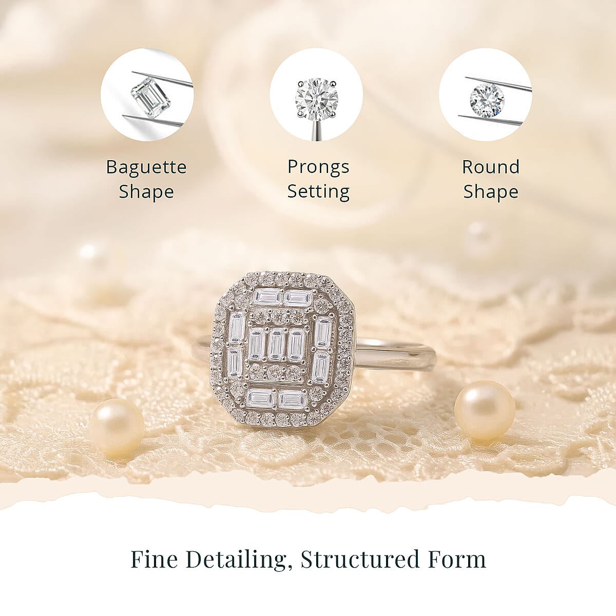 Luxuriant Lab Grown Diamond 0.50 ctw Art Deco Ring in Rhodium Over Sterling Silver (Size 5.0)  image number 4