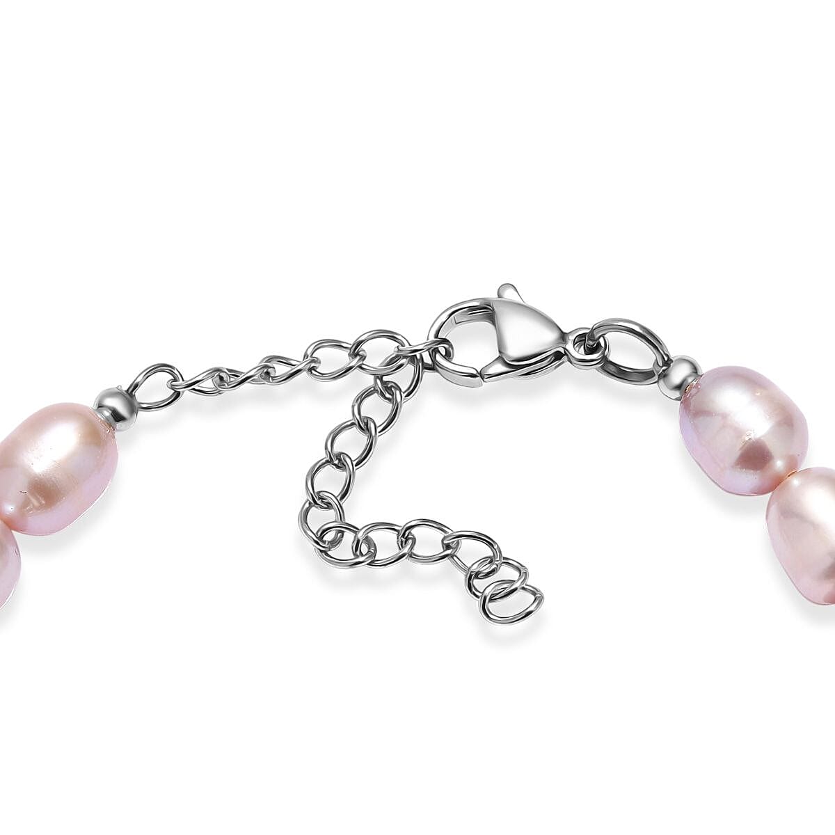 Lavender Pearl Bracelet in Stainless Steel (7.25-9.25In)