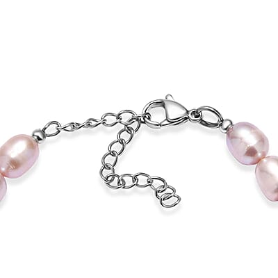 Lavender Pearl Bracelet in Stainless Steel (7.25-9.25In)