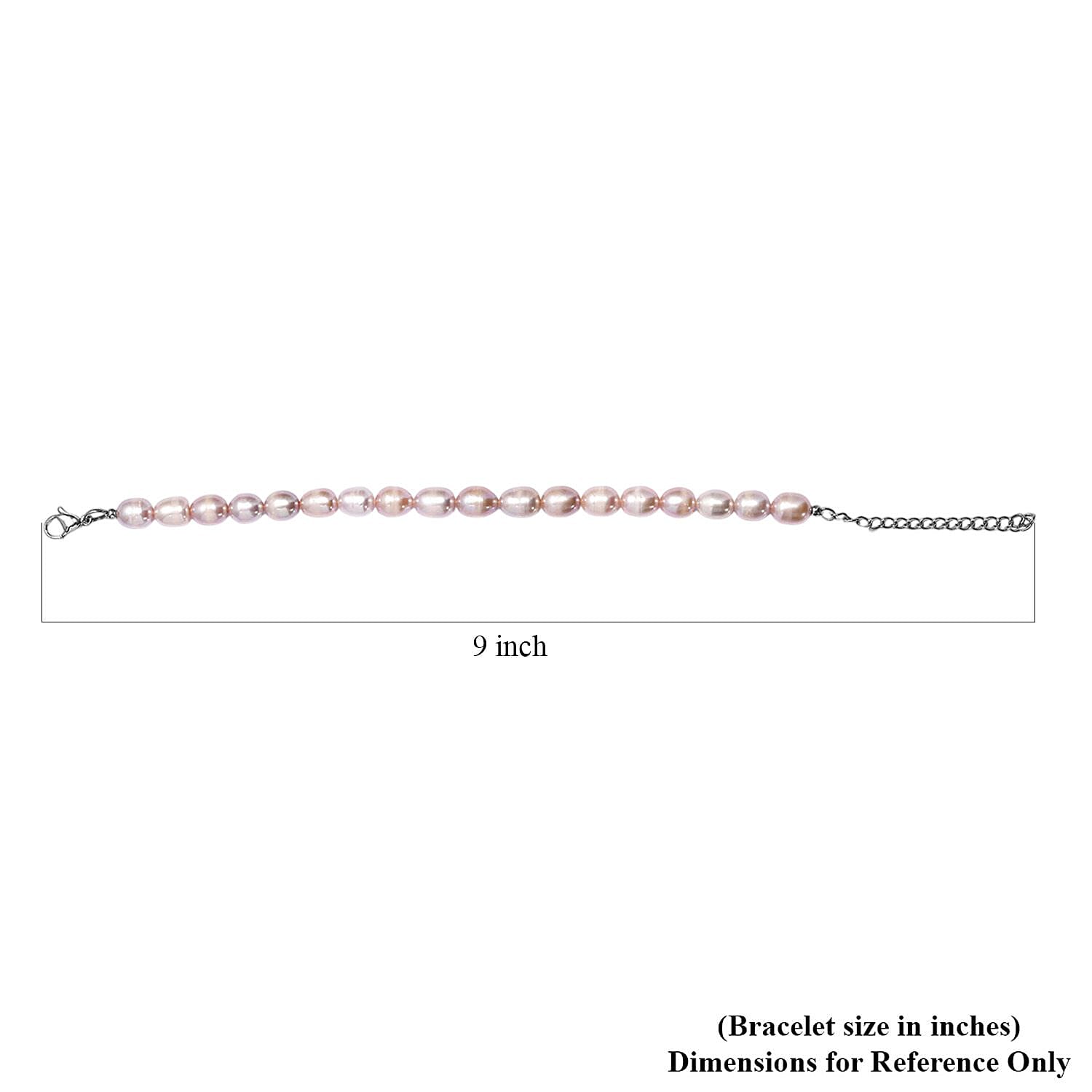 Lavender Pearl Bracelet in Stainless Steel (7.25-9.25In)
