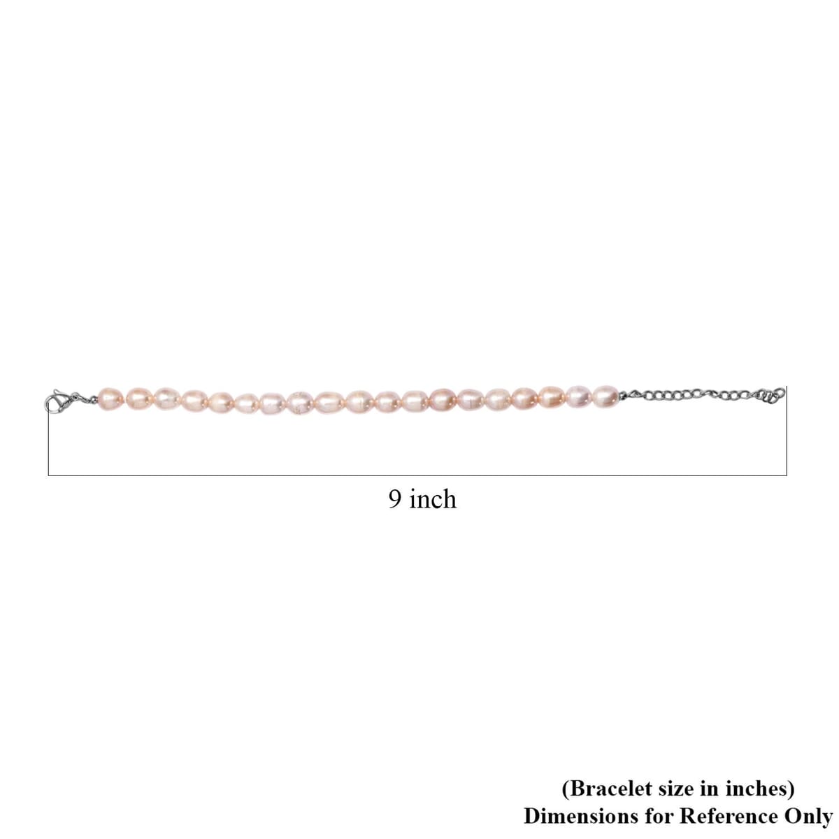 Peach Freshwater Pearl Bracelet in Stainless Steel (7.25-9.25In) image number 4