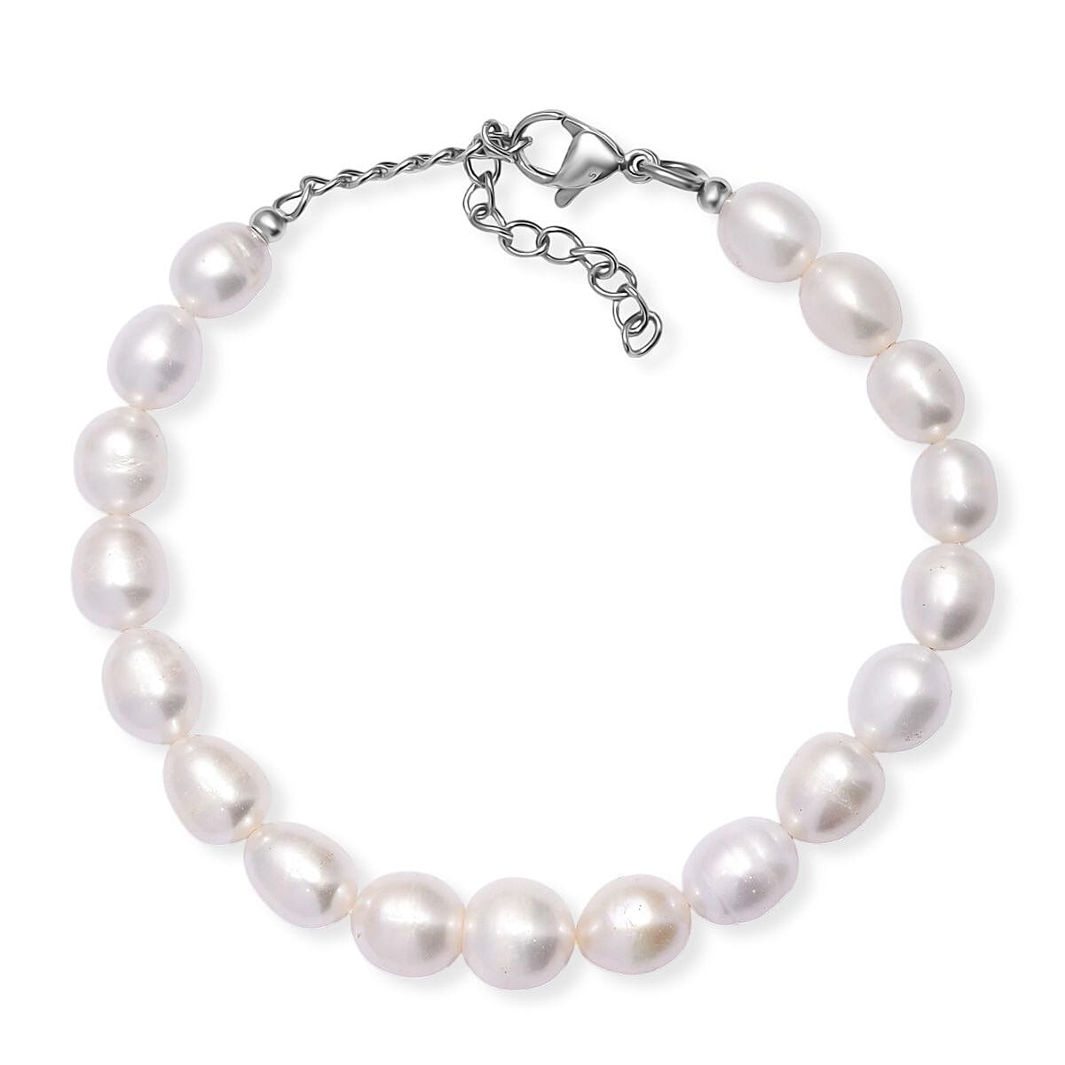Freshwater Pearl Bracelet in Stainless Steel (7.25-9.25In) image number 0