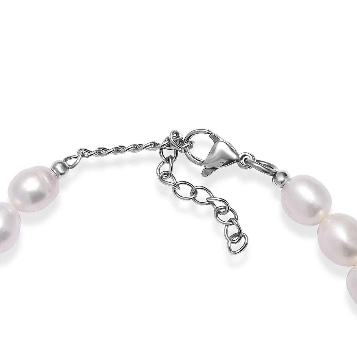 Freshwater Pearl Bracelet in Stainless Steel (7.25-9.25In) image number 3