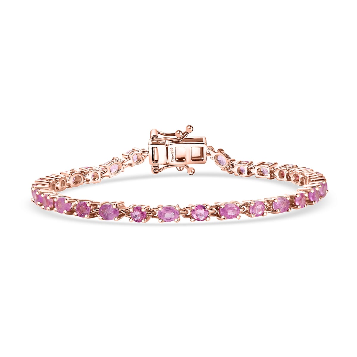 D'Joy Ilakaka Hot Pink Sapphire (FF) and Moissanite 10.00 ctw Floral Bracelet in 18K Vermeil Rose Gold Over Sterling Silv (6.50 In) image number 0