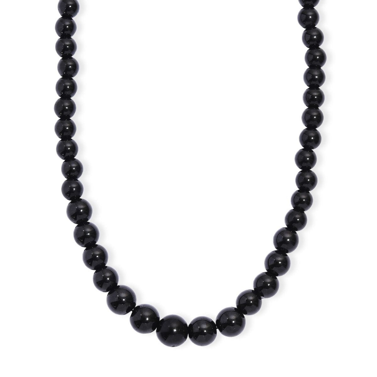 Thai Black Spinel 170.00 ctw Beaded Necklace in Rhodium Over Sterling Silver 18 -20 Inches image number 0