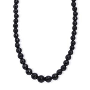 Thai Black Spinel 170.00 ctw Beaded Necklace in Rhodium Over Sterling Silver 18 -20 Inches