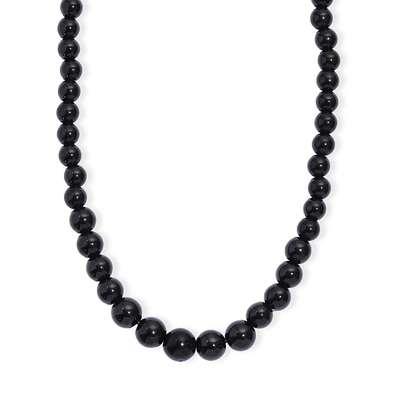 Thai Black Spinel 170.00 ctw Beaded Necklace in Rhodium Over Sterling Silver 18 -20 Inches