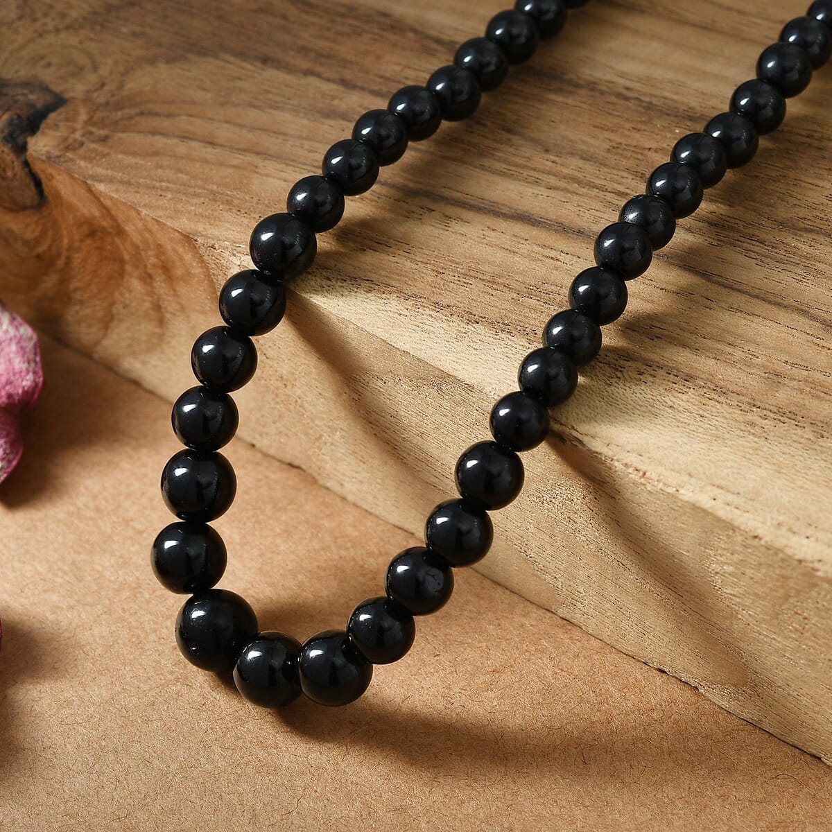 Thai Black Spinel 170.00 ctw Beaded Necklace in Rhodium Over Sterling Silver 18 -20 Inches image number 1
