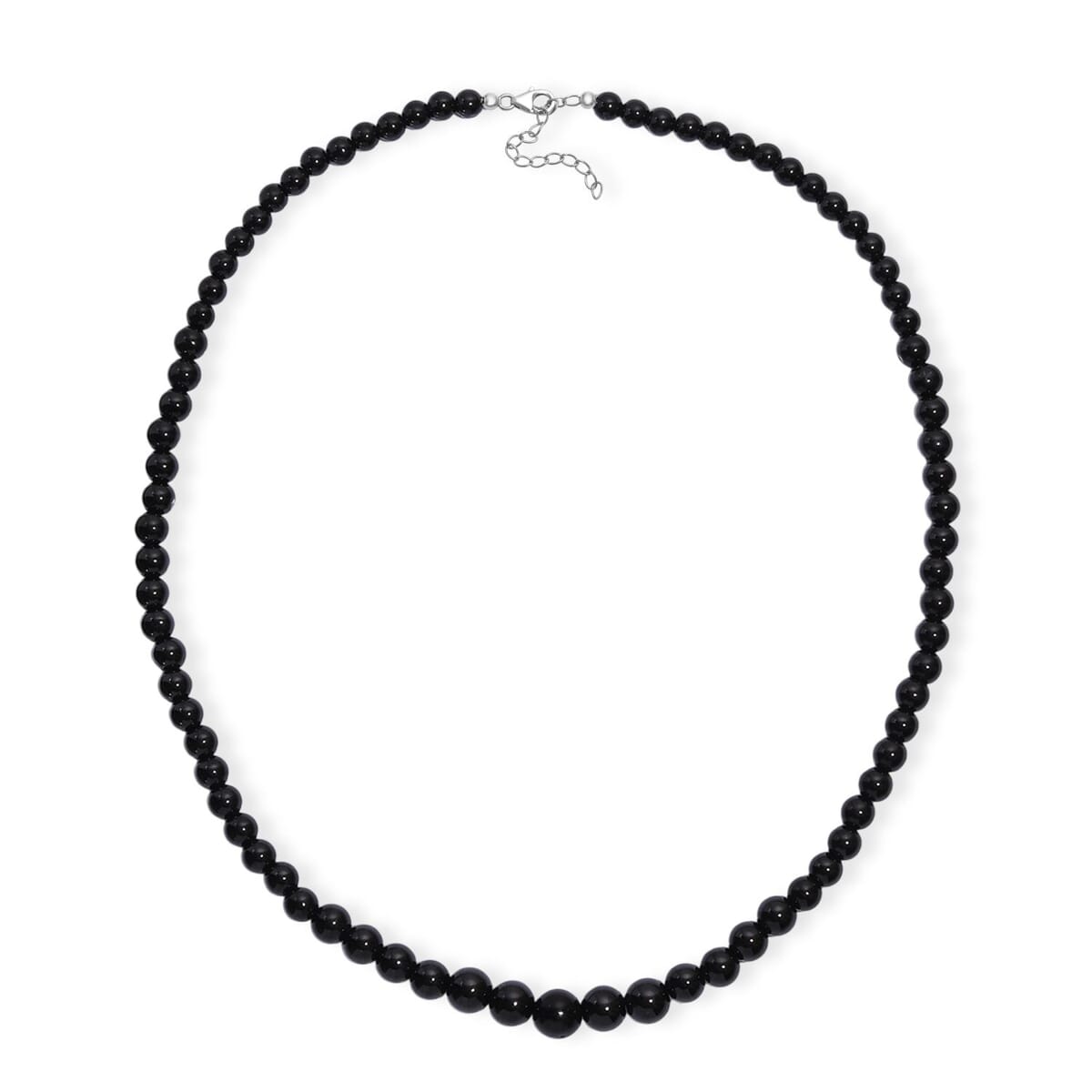 Thai Black Spinel 170.00 ctw Beaded Necklace in Rhodium Over Sterling Silver 18 -20 Inches image number 3